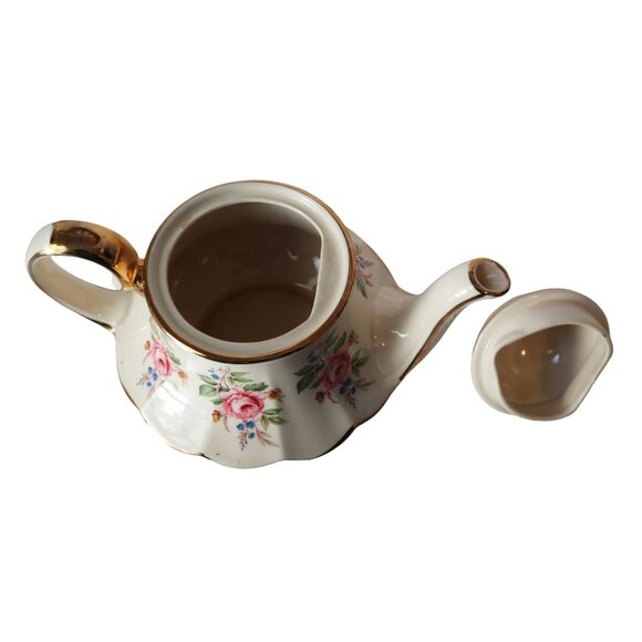 Vintage Sadler Floral Porcelain Teapot And Cream & Sugar Set Made In England - Picture 4 of 6